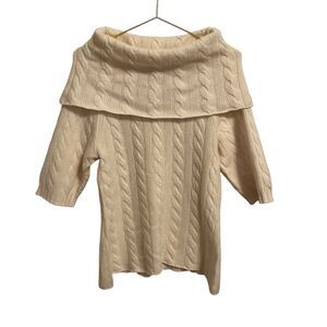 Jamison Cowl Neck Short Sleeve Cable Knit Cashmere‎ Sweater Size Small